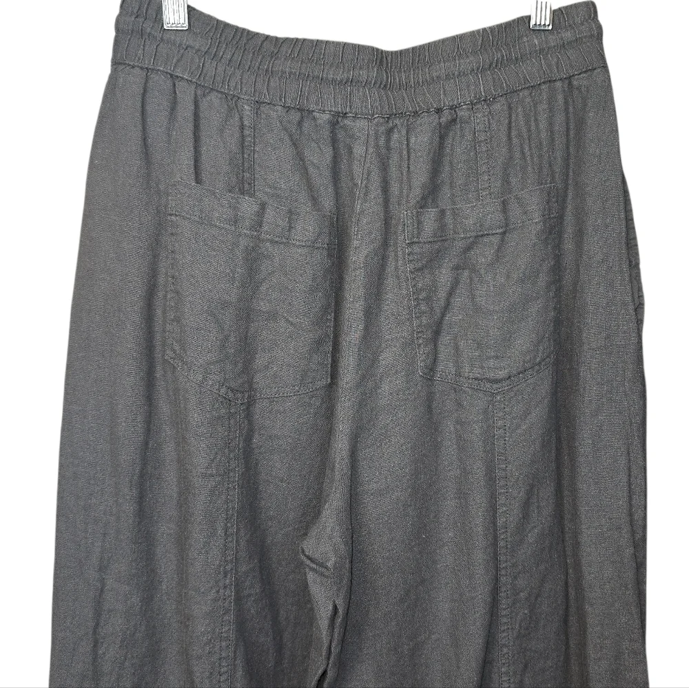 Zara Linen Blend Relaxed Tapered Leg Pull On Drawstring Pants Gray Size Small